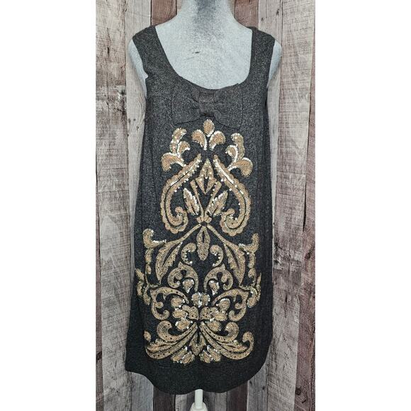 Nanette Lepore Dresses & Skirts - NANETTE LEPORE Gray Cashmere LambsWool Embellished Sequine Tank DRESS Small NEW